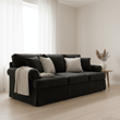 Ralph Three Seat Black Velvet Sofa