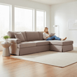 Ralph Three Seat Mink Velvet Right Chaise Sofa