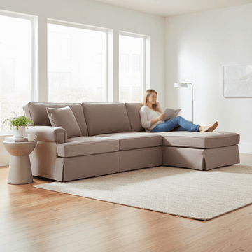 Ralph Three Seat Mink Velvet Right Chaise Sofa