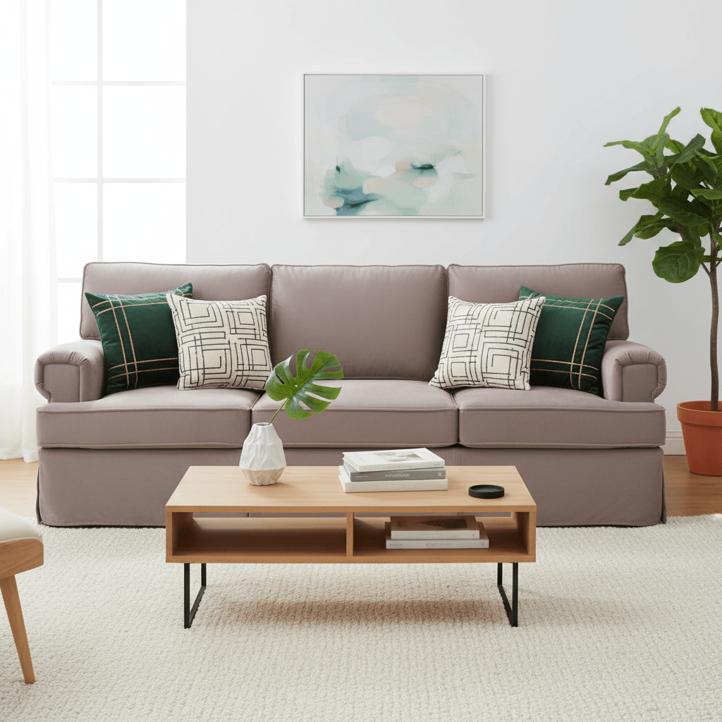 Ralph Three Seat Mink Velvet Sofa