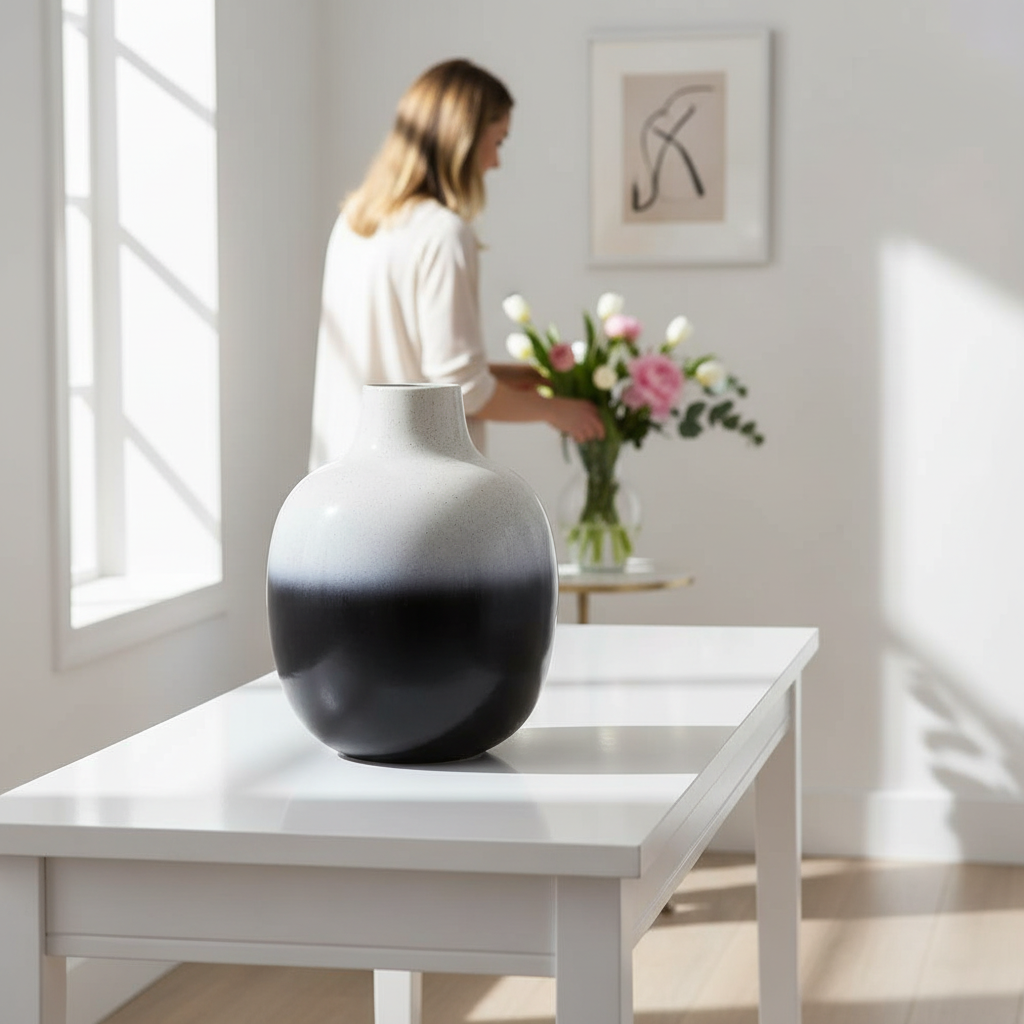 Ramus Large Black And White Ombre Vase