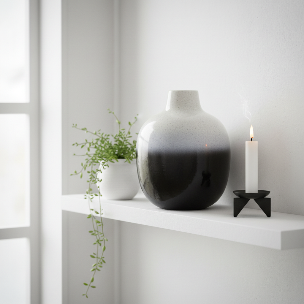 Ramus Large Black And White Ombre Vase