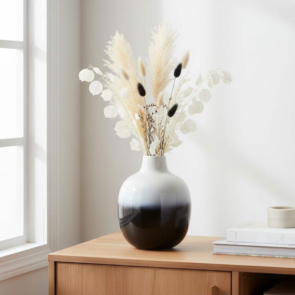Ramus Large Black And White Ombre Vase