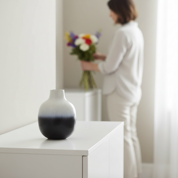 Ramus Small Black And White Ombre Vase