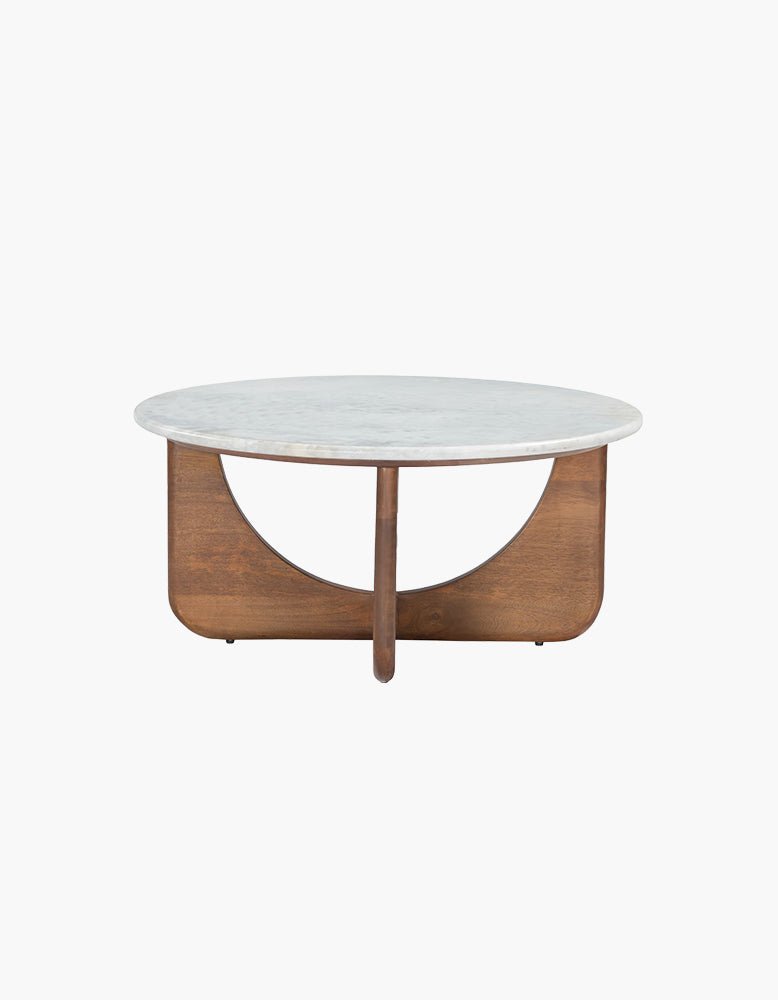 Ranjit Round Nesting Coffee Table Set, Marble & Wood