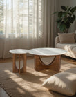 Ranjit Round Nesting Coffee Table Set, Marble & Wood