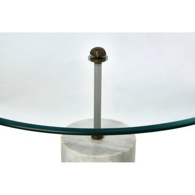 Rany Glass And White Marble Side Table