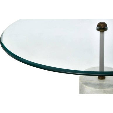 Rany Glass And White Marble Side Table