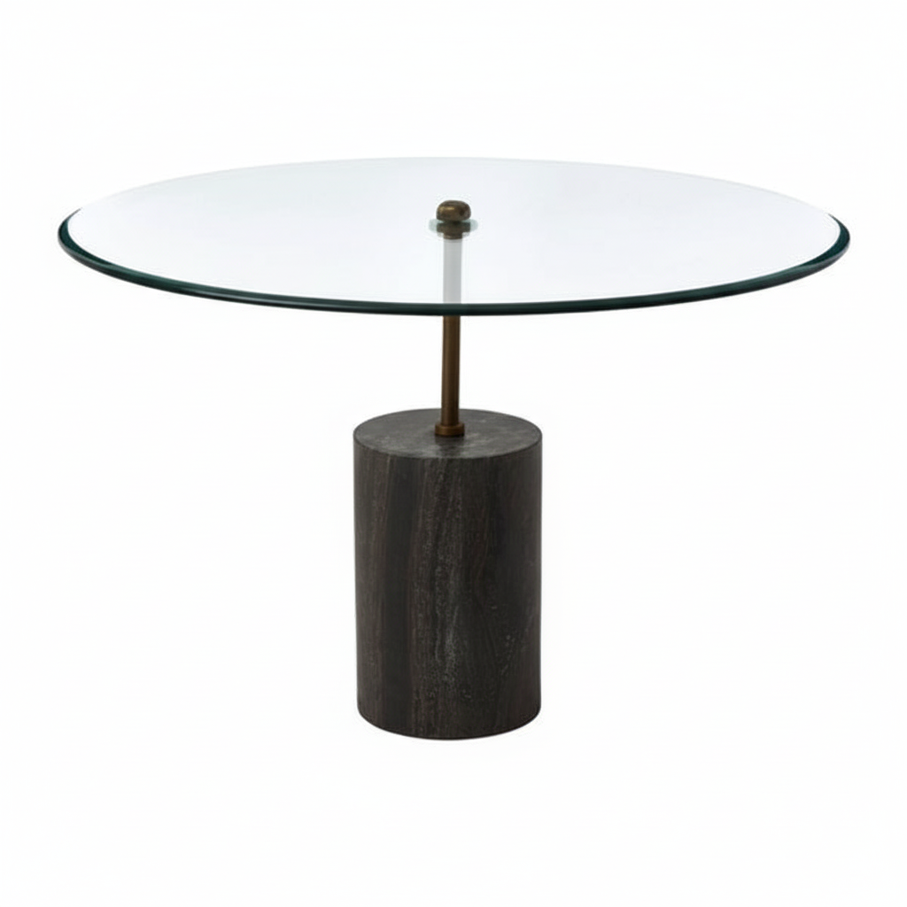 Rany Glass And Black Marble Side Table