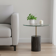 Rany Glass And Black Marble Side Table
