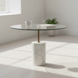 Rany Glass And White Marble Side Table