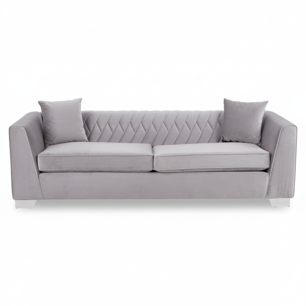 Rashika 3 Seat Grey Velvet Sofa