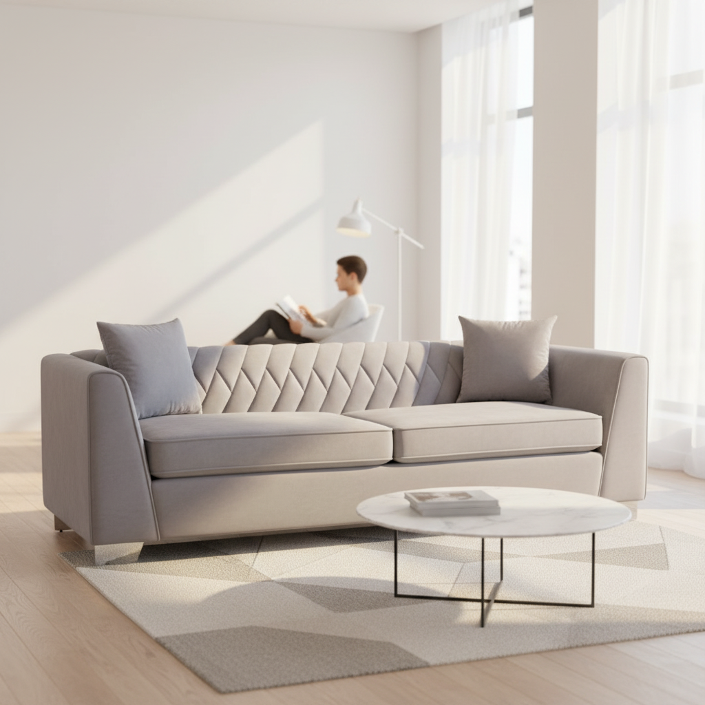Rashika 3 Seat Grey Velvet Sofa