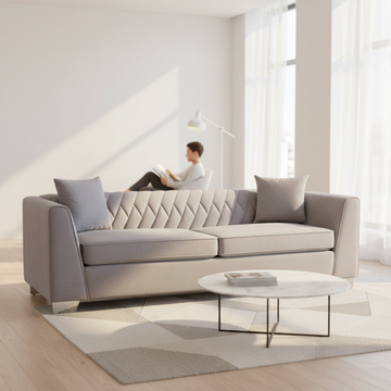 Rashika 3 Seat Grey Velvet Sofa