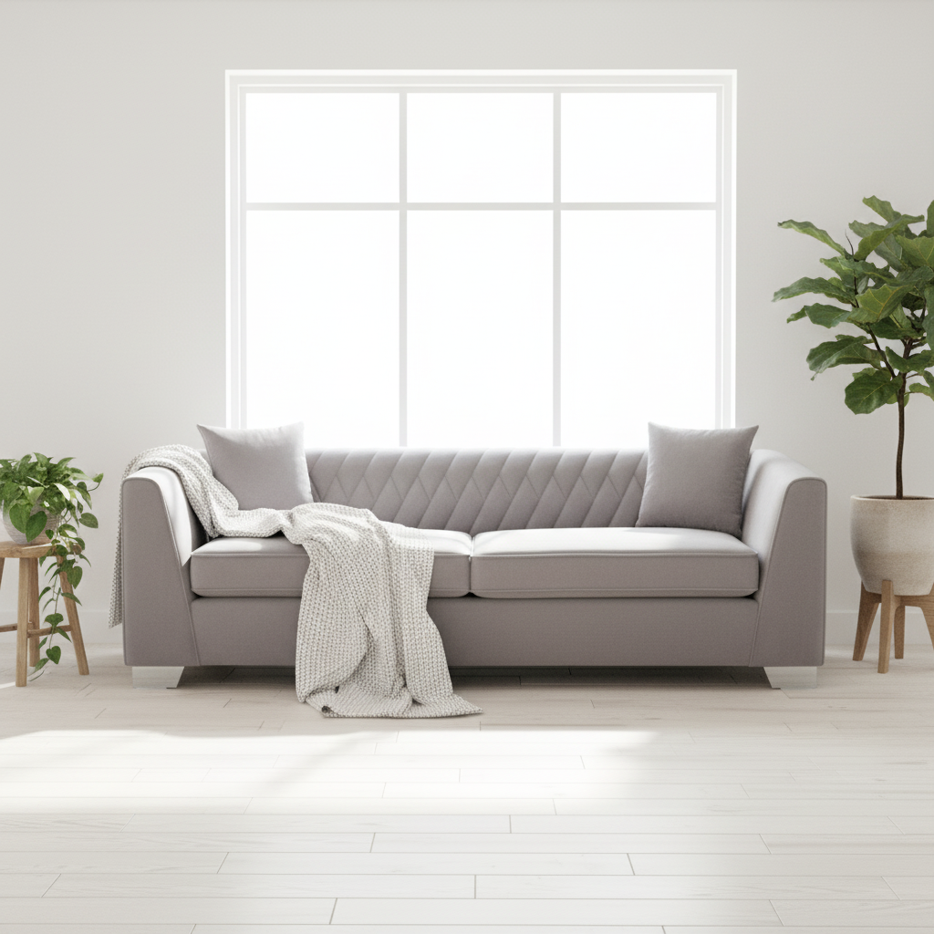 Rashika 3 Seat Grey Velvet Sofa