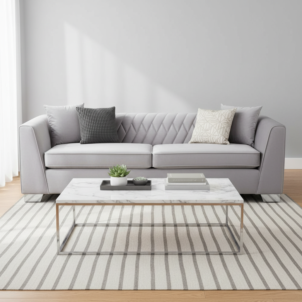 Rashika 3 Seat Grey Velvet Sofa