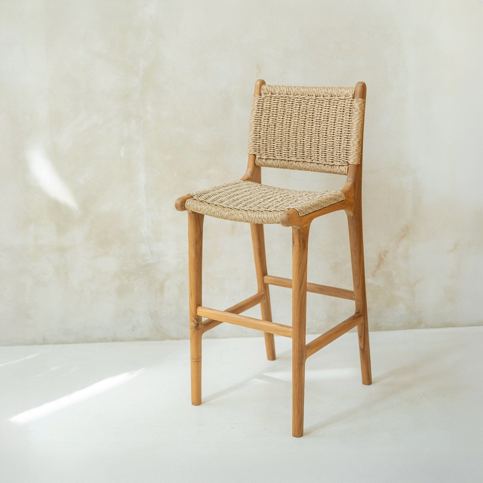 Zara Teak & Rattan Bar Stool
