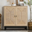 Rattan double door wooden sideboard