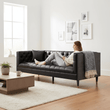 Raven 3 Seat Black Faux Leather Sofa