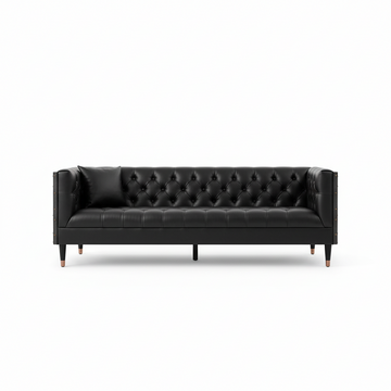 Raven 3 Seat Black Faux Leather Sofa