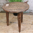 Rawlan Carved Wooden Side Table Burnt Finish
