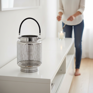 Raya Large Nickel Stripe Lantern