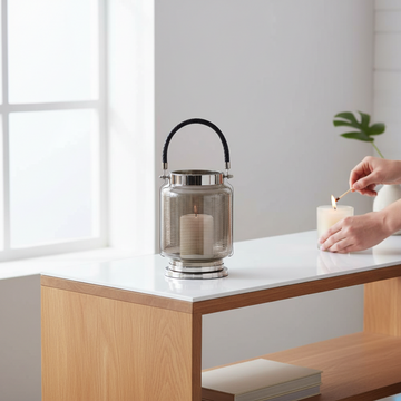 Raya Small Nickel Stripe Lantern