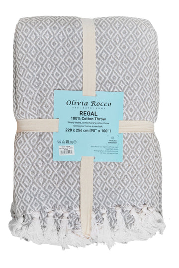 Regal Handwoven Pure Cotton Throw Blanket with Diamond Geometric Pattern Eco - Friendly Durable Bedspread Sofa Cover in Multiple Sizes