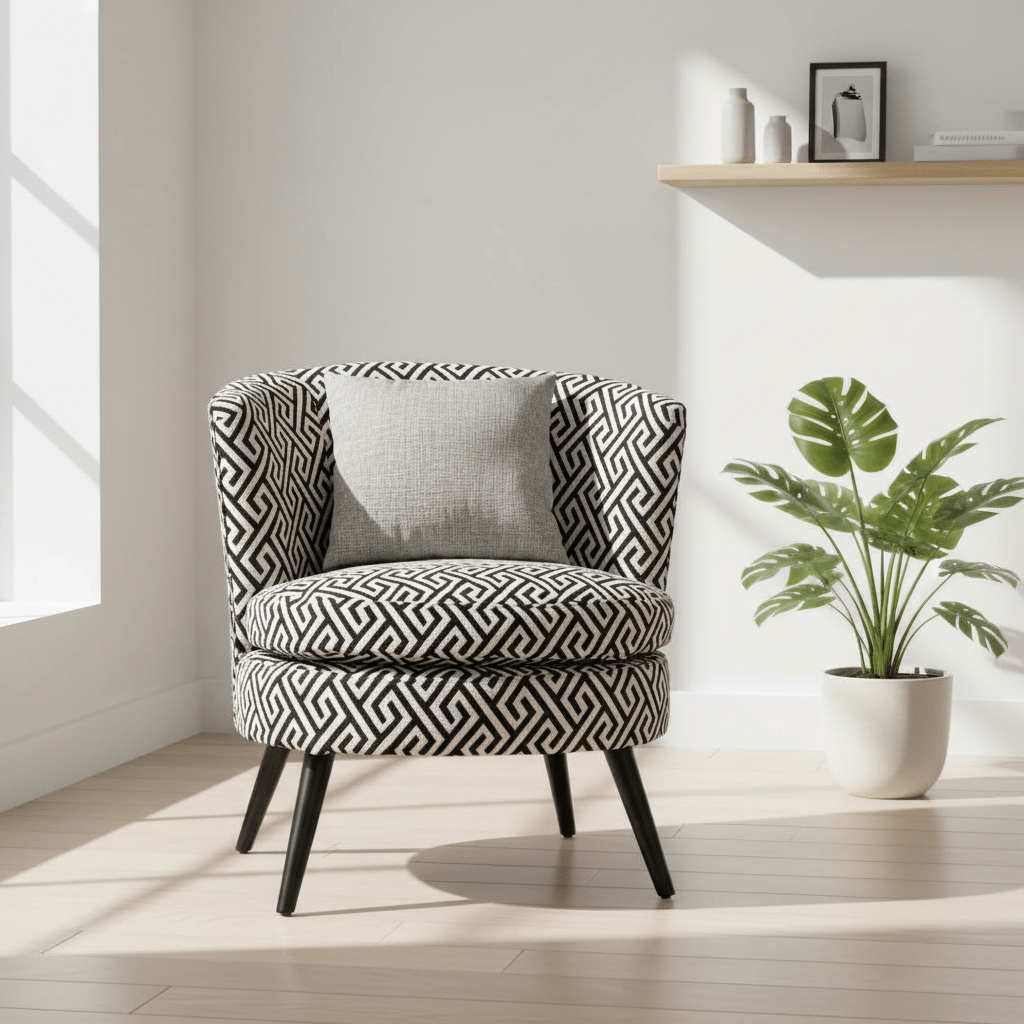 Regent Park Greek Key Design Round Accent Chair