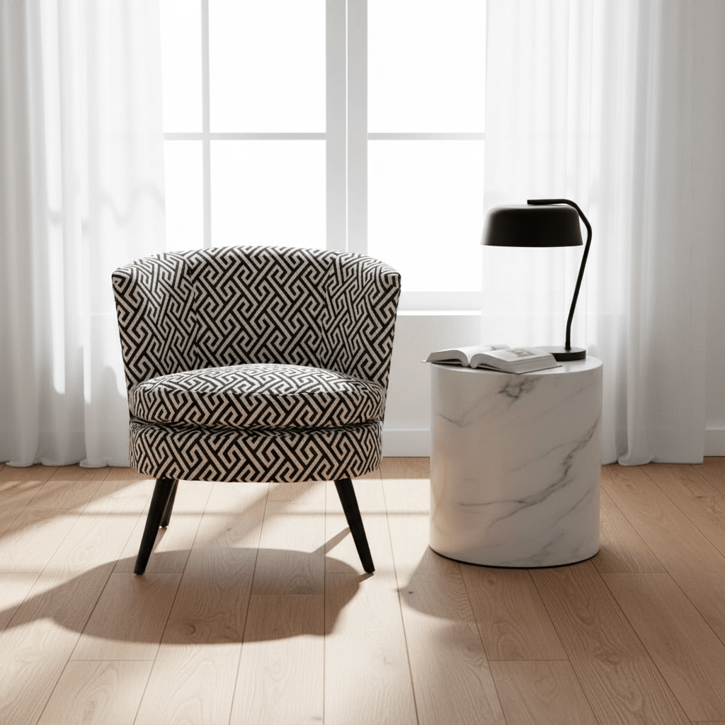 Regent Park Greek Key Design Round Accent Chair