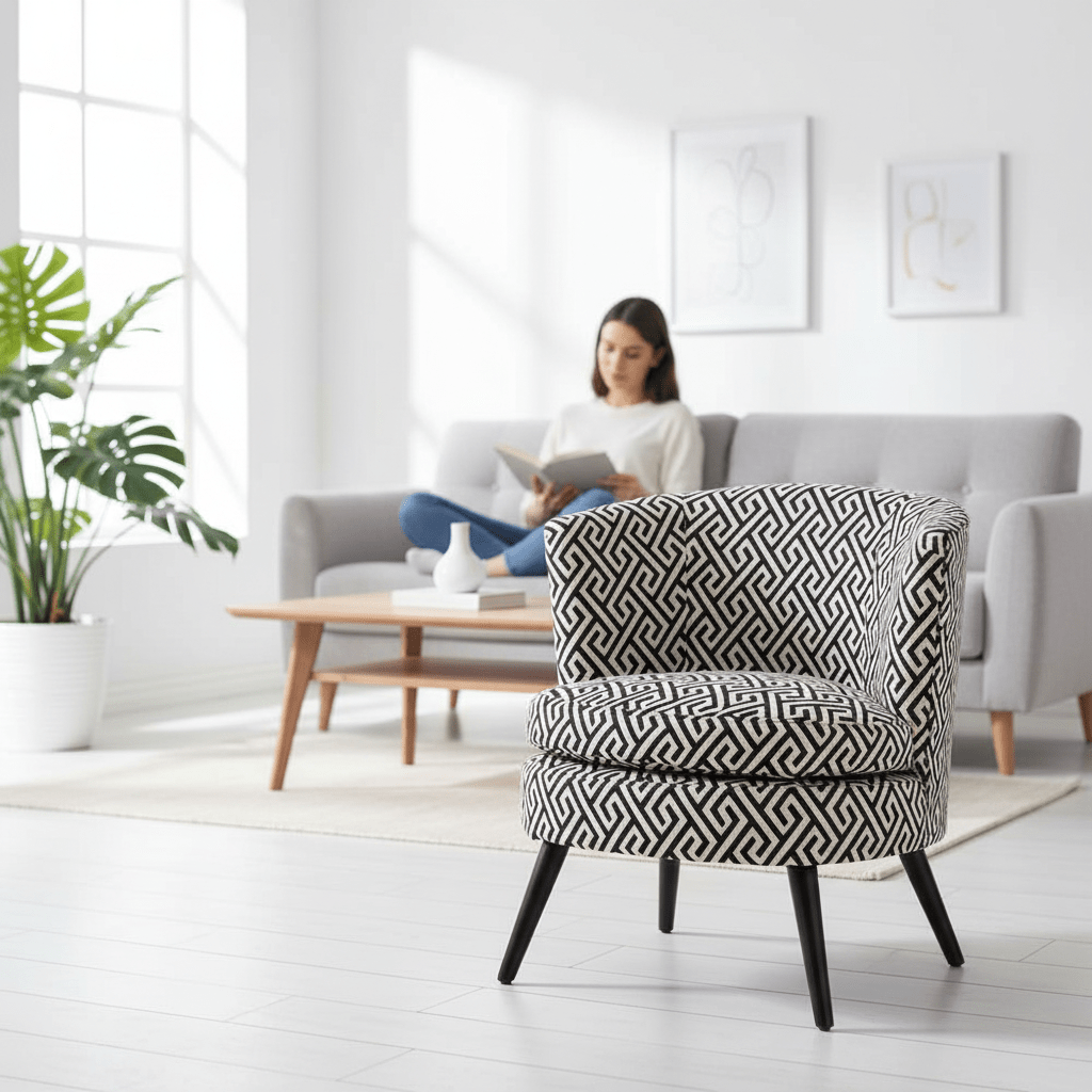 Regent Park Greek Key Design Round Accent Chair