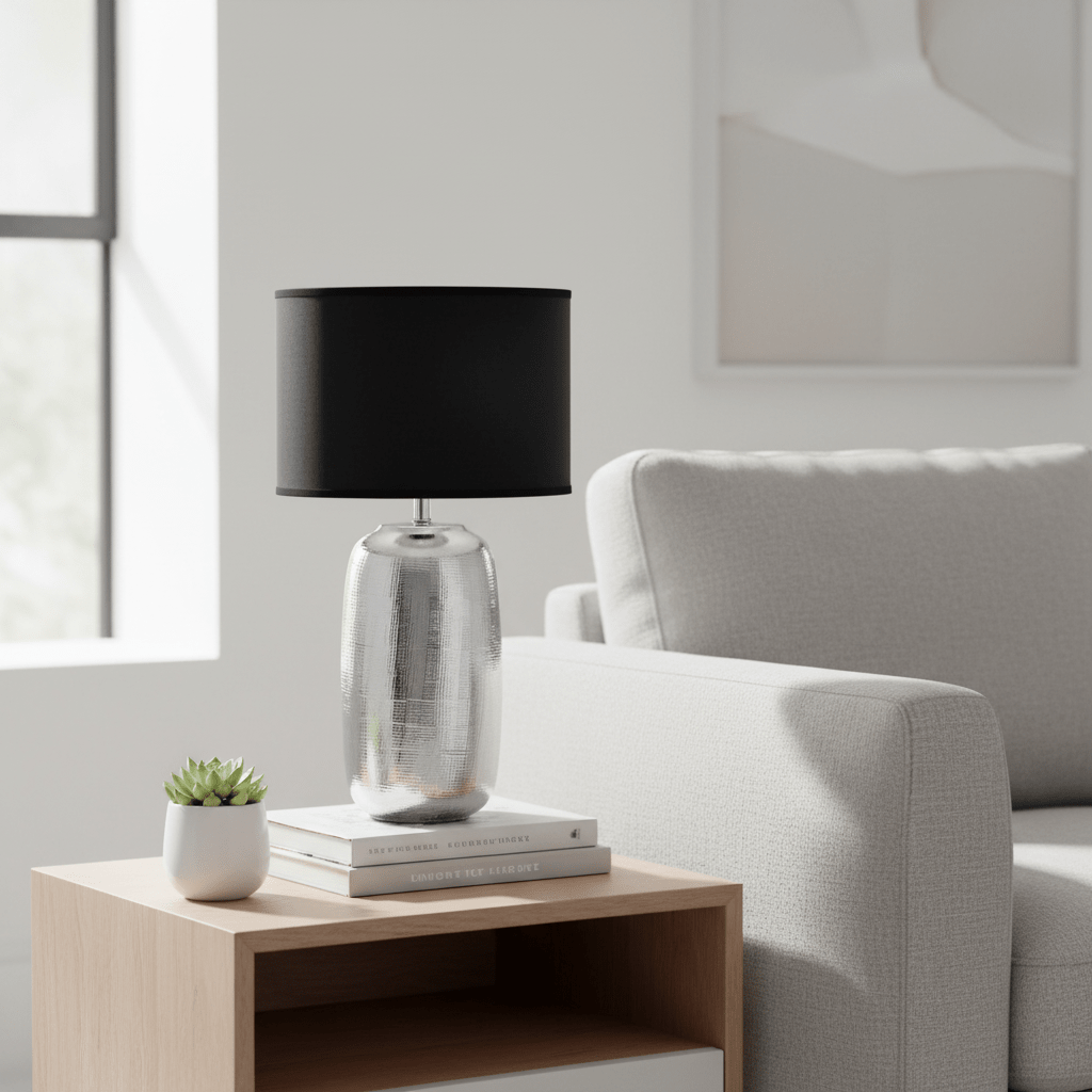 Regents Park Chrome Finish Ceramic Base Table Lamp