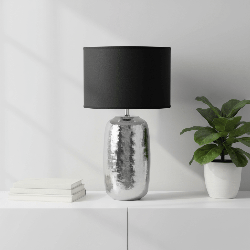 Regents Park Chrome Finish Ceramic Base Table Lamp