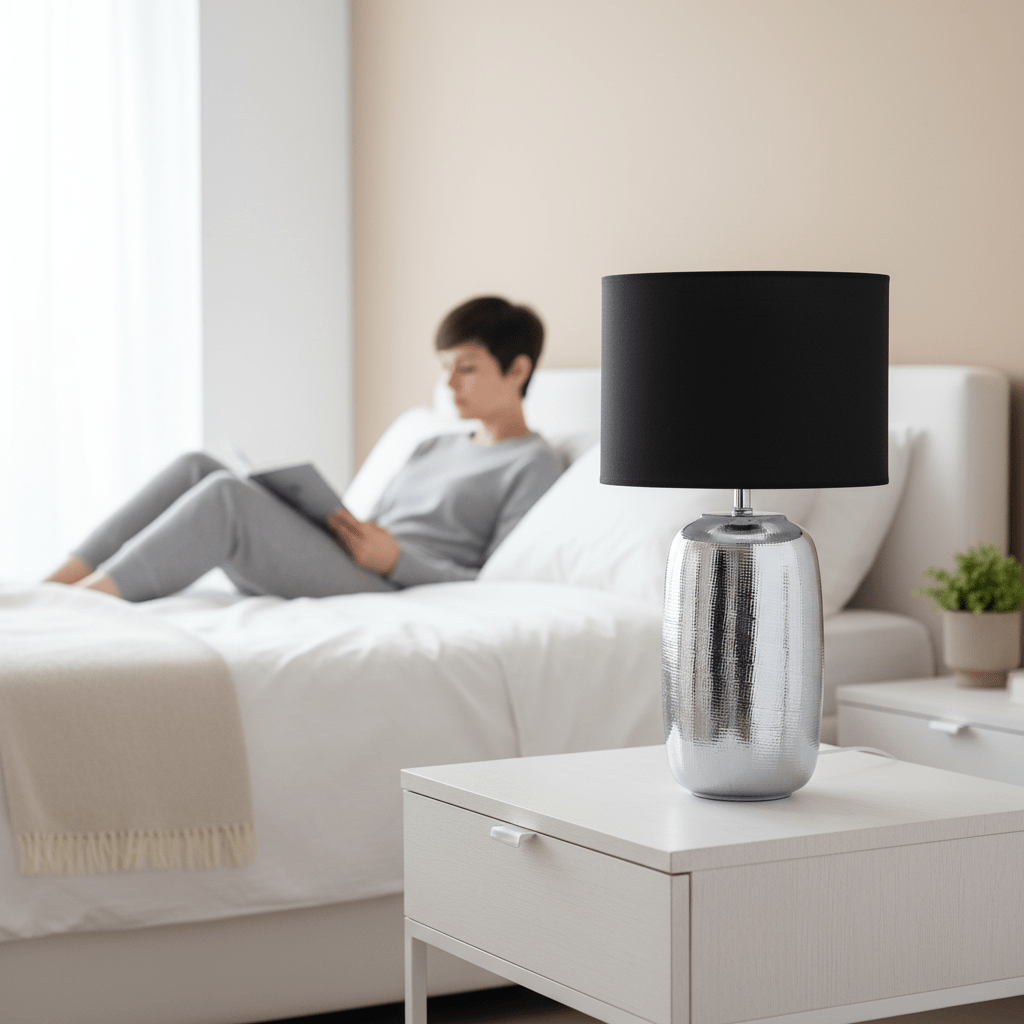 Regents Park Chrome Finish Ceramic Base Table Lamp