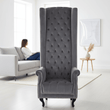 Regents Park Grey Velvet Tall Porter Chair