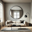 Rei - Extra Large Round Black Metal Circle Mirror - 120cm x 120cm