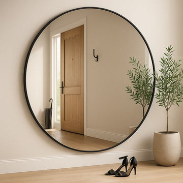 Rei - Large Round Black Metal Circle Mirror - 180cm x 180cm