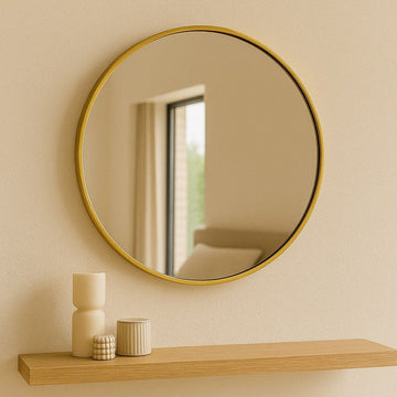 Rei - Round Gold Metal Circle Mirror - 50cm x 50cm