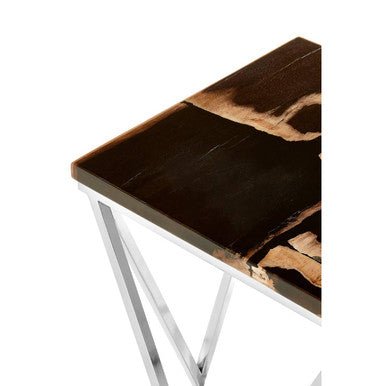 Relic Dark Petrified Wood Top Side Table