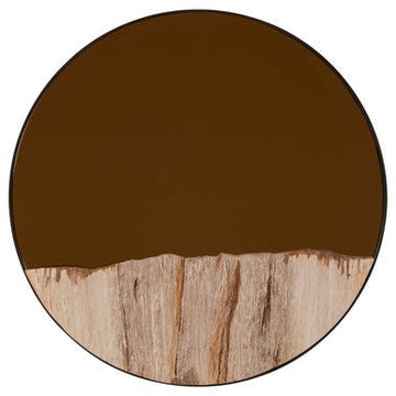 Relic Petrified Wood Tile Small Round Mirror