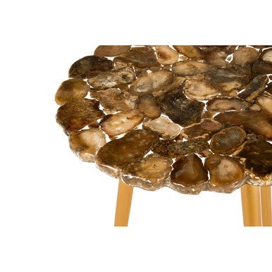 Relic Round Side Table with Agate Top
