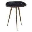 Relic Side Table With Petrified Wood Top and Brass Finish Legs