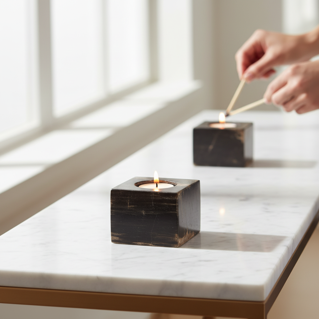 Relic Dark Petrified Wood Tealight Holder