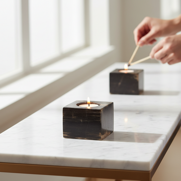 Relic Dark Petrified Wood Tealight Holder