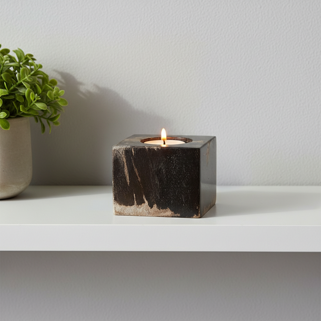 Relic Dark Petrified Wood Tealight Holder