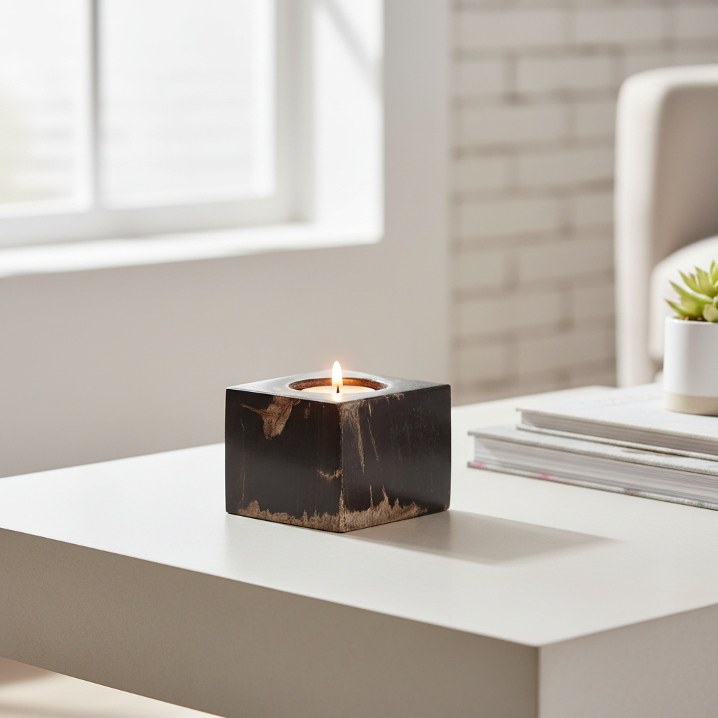 Relic Dark Petrified Wood Tealight Holder