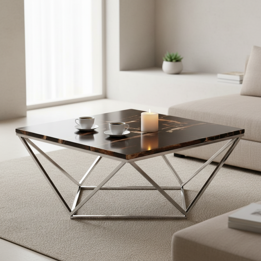 Relic Dark Petrified Wood Top Coffee Table