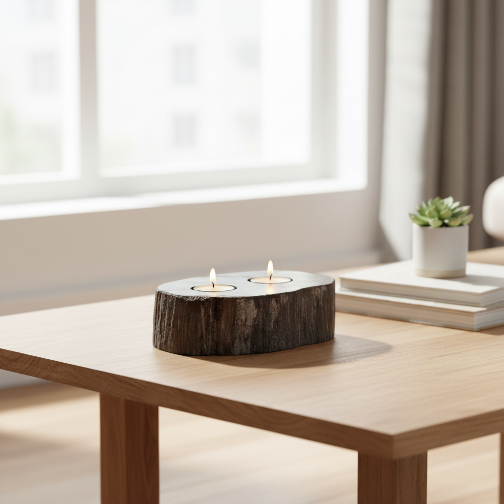 Relic Petrified Wood 2 Tealight Holder