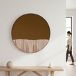 Relic Petrified Wood Tile Large Round Mirror