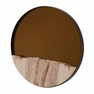 Relic Petrified Wood Tile Small Round Mirror